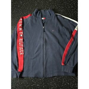 Y2K Vintage Tommy Hilfiger Full-Zip Sweatshirt Logo On Sleeves